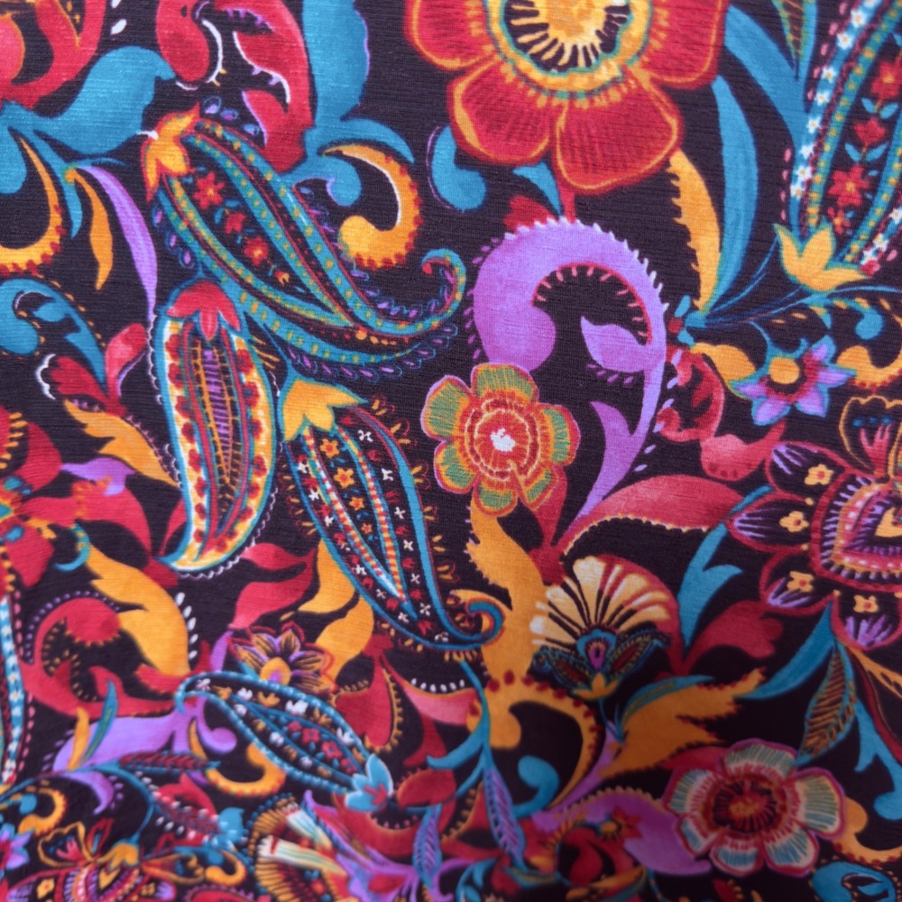 NEW Dear Scarlett Women Nitrogen Dress 2X Multi Paisley 3/4 Sleeve Pockets - Picture 6 of 10